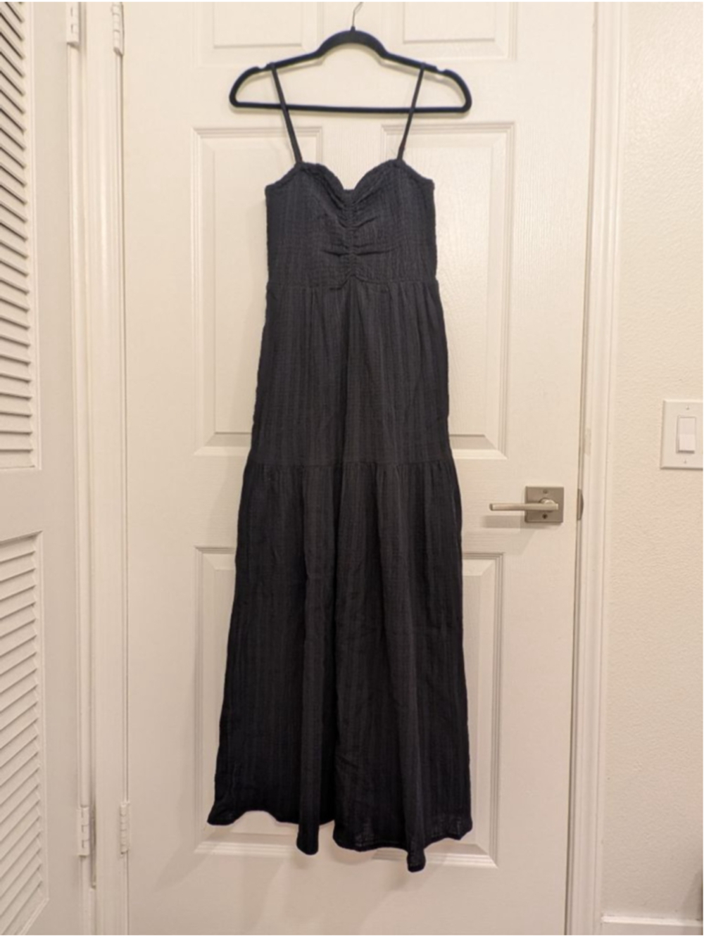 Anthropologie L*SPACE Mallorca Midi Dress Black Cotton Smocked S Resort Wear - Picture 6 of 9